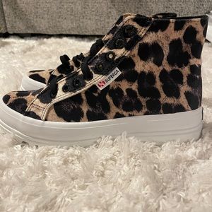 SUPERGA velvet leopard sneakers.